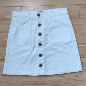 Kensie Jeans White Button Front High Rise Denim Mini Skirt Size 6
